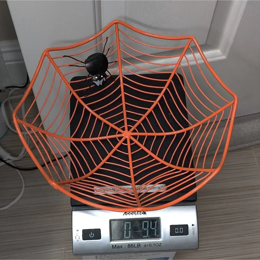 Orange Metal Spiderweb Halloween Candy Bowl‎ Dish